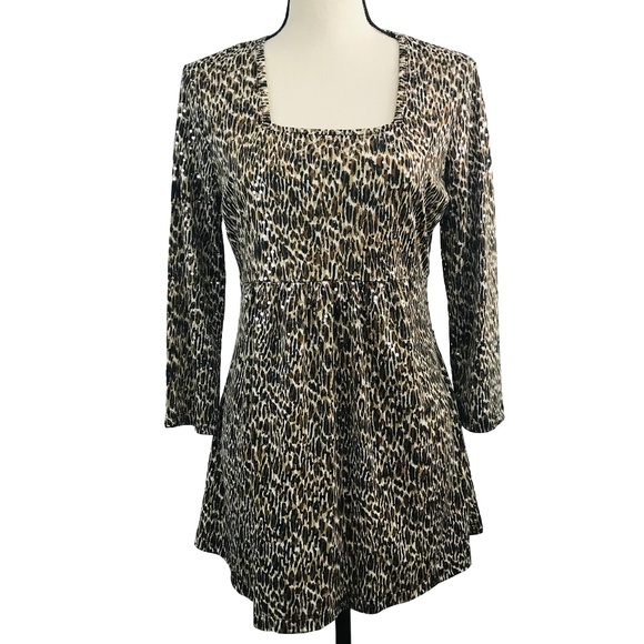 Suzie In The City Tops - Suzie in the City Leopard Sequin Blouse